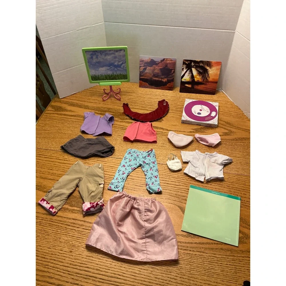 American Girl Doll Clothing Accessory Lot Kit Fashion Studio Clothes Pants Book